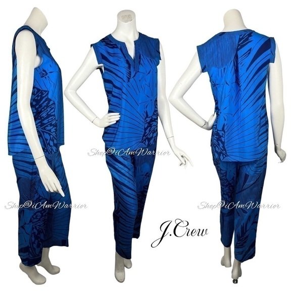 J.Crew NWT 2PC palm frond print silk top & matching linen pants *shop@iamwarrior - Picture 5 of 17